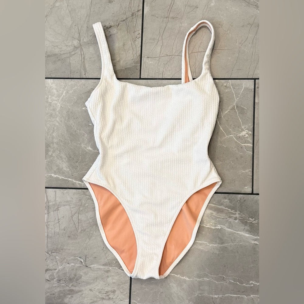 NWT JCrew bathing suit Scrunchie classic scoopneck one-piece in white size 8